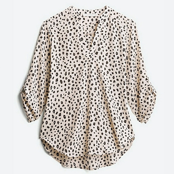 NWT Lush Leopard Print Blouse Button Up V-neck Long Sleeve Black Cream Size 2X - Picture 12 of 13